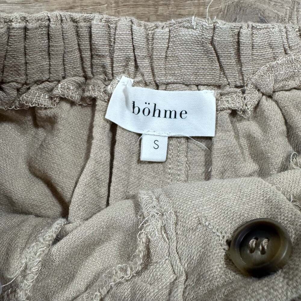 Bohme Tan Linen Blend Wide Leg Culotte Pants Womens Small Boho Pockets - Picture 11 of 11